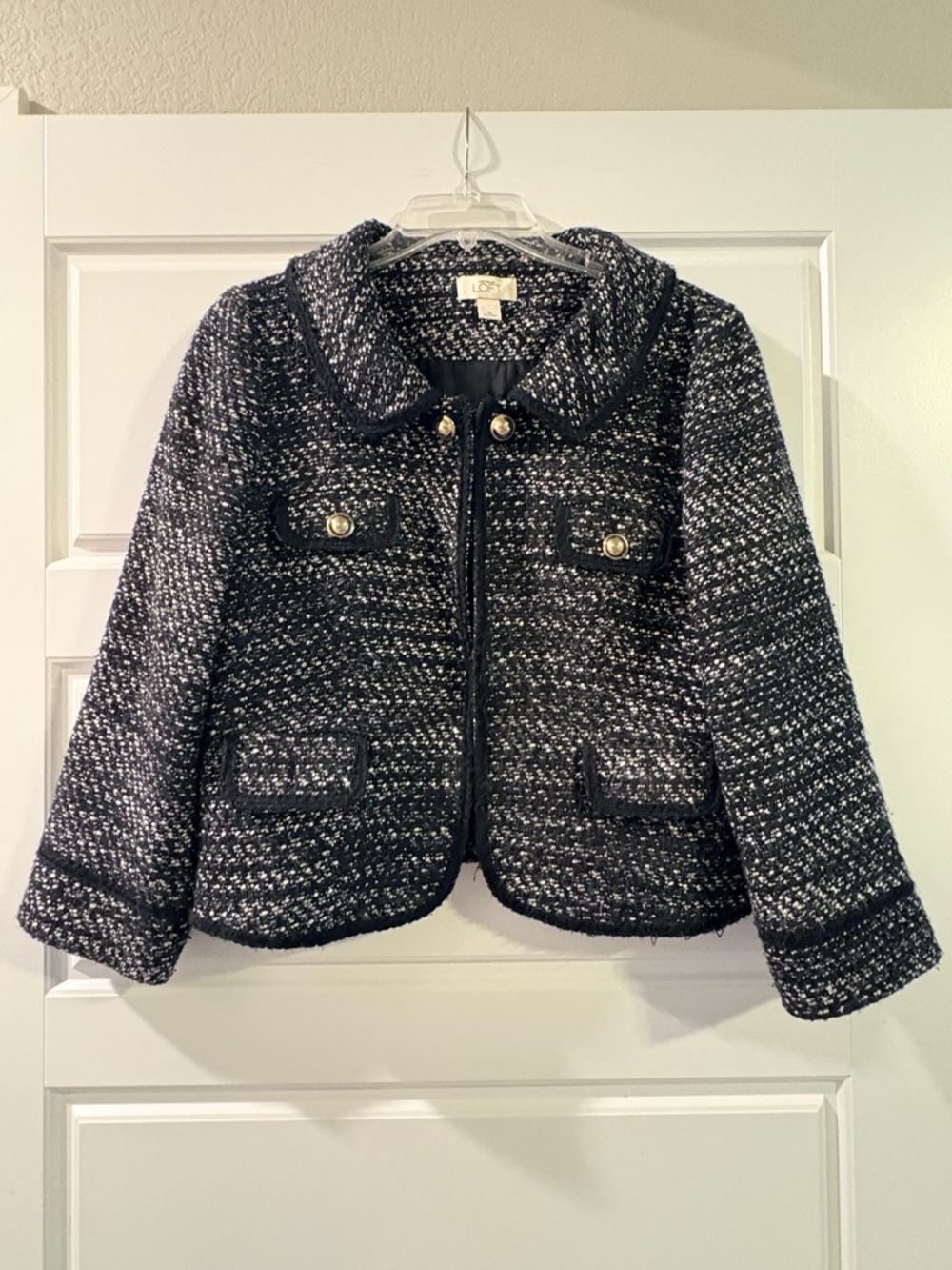LOFT Black & White Tweed Girl's Jacket with Gold Buttons